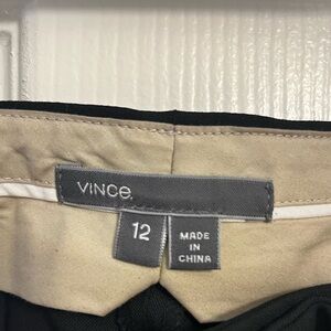 Vince Black wool blend pleated slacks.